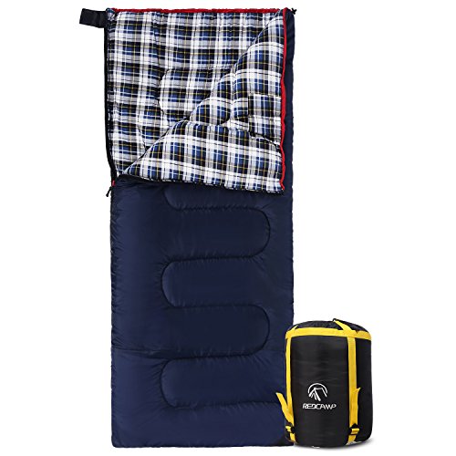 REDCAMP Camping Flannel Sleeping Bag, 41F/5C Envelope Blue