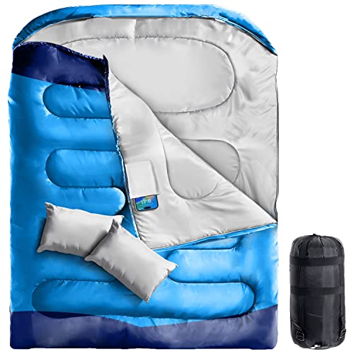 XL Double Sleeping Bag with 2 Pillows - Perfect for Camping