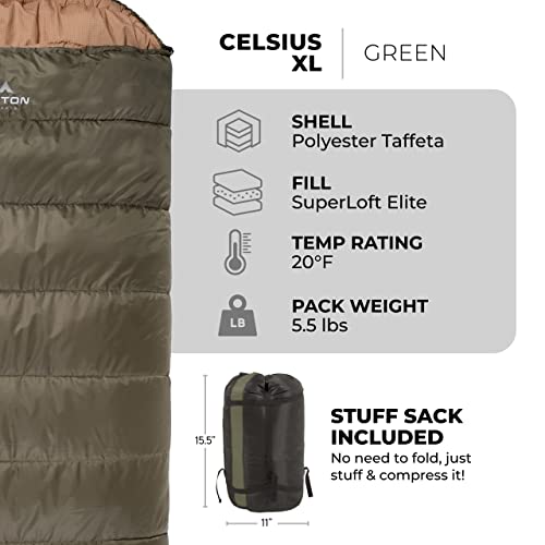 Celsius XL +20F Sleeping Bag: Family Camping Essential
