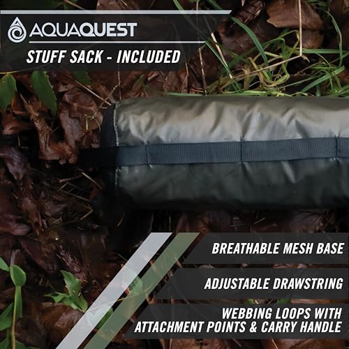 AQUAQUEST Defender Waterproof Camping Tarp - Heavy Duty Tent Shelter or Rain Fly - Camping Essentials for Hiking, Bushcraft & Hammock, 13 x 10 ft, Olive Drab