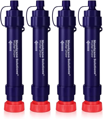 WS02 Water Filter Straw, Detachable 4-Stage 0.1-Micron Portable Water Filter Camping, 5,000L Water Purifier Survival Gear and Equipment for Hiking Camping Travel and Emergency - 4 Pack