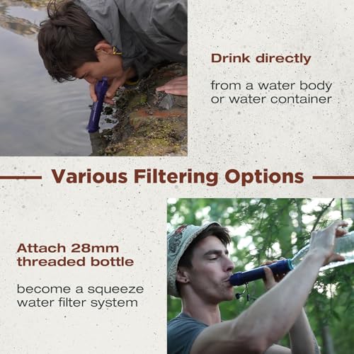 WS02 Water Filter Straw, Detachable 4-Stage 0.1-Micron Portable Water Filter Camping, 5,000L Water Purifier Survival Gear and Equipment for Hiking Camping Travel and Emergency - 4 Pack
