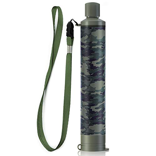 Membrane Solutions Personal Water Filter, Survival Filtration Straw Portable Gear, Emergency Preparedness, Supply for Drinking Hiking Camping Travel Hunting Fishing Family Outing (Camo, 1 Pack)