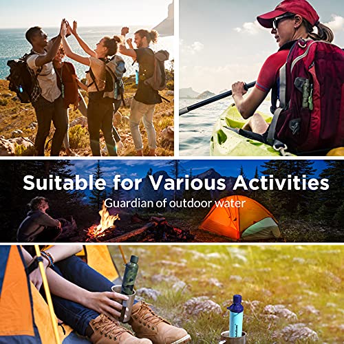 Membrane Solutions Personal Water Filter, Survival Filtration Straw Portable Gear, Emergency Preparedness, Supply for Drinking Hiking Camping Travel Hunting Fishing Family Outing (Camo, 1 Pack)