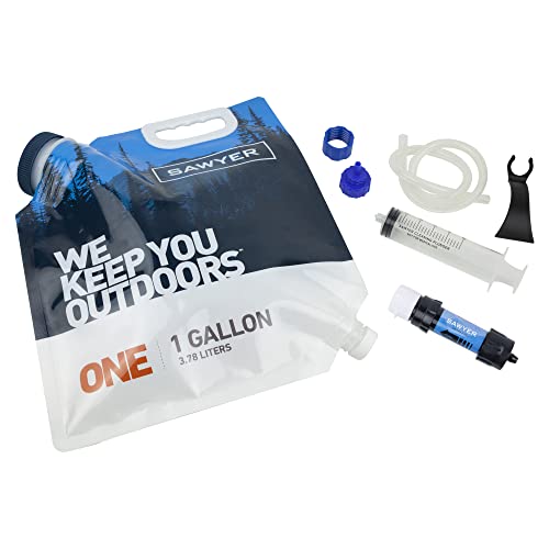 Sawyer Products SP160 One Gallon Gravity Water Filtration System w/Dual-Threaded Mini Filter, Blue/White/Clear