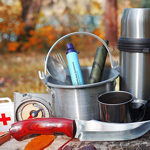 Membrane Solutions Personal Water Filter, Survival Filtration Straw Portable Gear, Emergency Preparedness, Supply for Drinking Hiking Camping Travel Hunting Fishing Family Outing (Camo, 1 Pack)