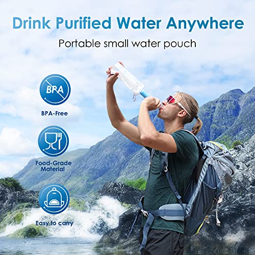 Waterdrop Gravity Water Filter Straw, Camping Water Filtration System, Water Purifier Survival for Travel, Backpacking and Emergency Preparedness, 1.5 gal Bag, 5 Stage Filtration, Pack of 2