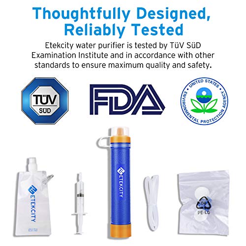 Etekcity Water Filter Straw Camping Water Purification Portable Water Filter Survival Kit for Camping, Hiking, Hurricanes