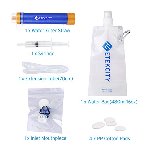 Etekcity Water Filter Straw Camping Water Purification Portable Water Filter Survival Kit for Camping, Hiking, Hurricanes
