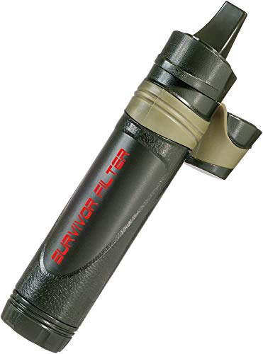 Survivor Filter Personal Water Purifier Survival Straw - Lightweight and Easy to Use Camping and Hiking Water Filter - Filters 99.999% of Tested Virus, Bacteria and Parasites - Portable Water Filter