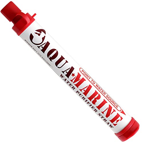 OxGord Aqua Marine Personal Water Filter Straw for Survival Kit and Emergency Gear
