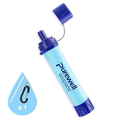 Purewell Outdoor Water Filter Personal Water Filtration Straw Emergency Survival Gear Water Purifier for Camping Hiking Climbing Backpacking