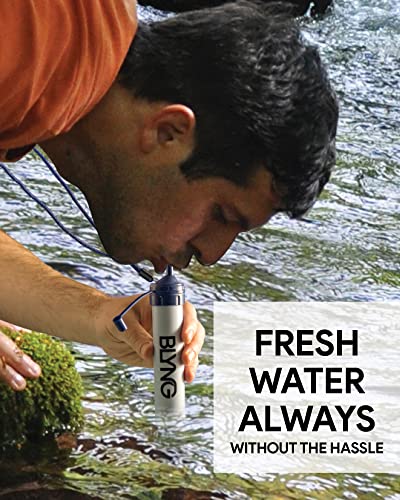 Survival Straw Water Filter 2-Pack - Straw With Filter for Healthy Drinking - Survival Water Filter Blocks 99.99% Microplastics, Water Filter Straw for Hiking & Camping, Survival Straw Water Purifier.