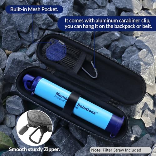Membrane Solutions Portable Water Filter with A Official Carry Case, Emergency Water Filtration Straw Survival, Lightweight 5-Stage Water Purifier for Camping Hiking Backpacking and Tactical Gear