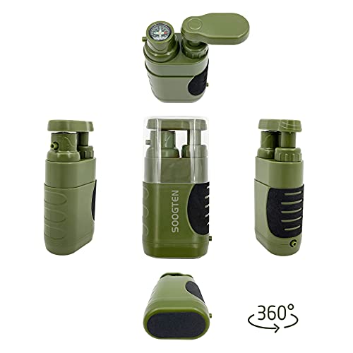 SOOGTEN Water Filter Camping Emergency Portable, Hand Pump Water Filter 0.01 Micron, 4 Filter Stages, Outdoor Gear - Hiking, Backpacking, Travel