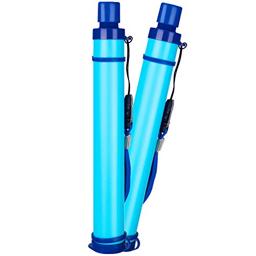 DOTSOG 2 Pack Personal Water Filter Straw BPA Free with 1000L 3-Stage,Portable Water Purifier for Hiking Camping Survival Outdoor Backpacking Traveling Emergency