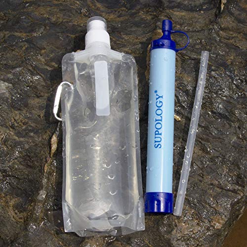 SUPOLOGY Water Filter Straw Kit, Personal Survival Straw Water Purifier for Outdoor Emergency, Adventure, Camping, Hiking, Backpacking, Travel, Survival Kits