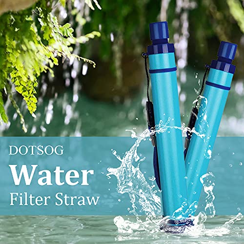 DOTSOG 2 Pack Personal Water Filter Straw BPA Free with 1000L 3-Stage,Portable Water Purifier for Hiking Camping Survival Outdoor Backpacking Traveling Emergency
