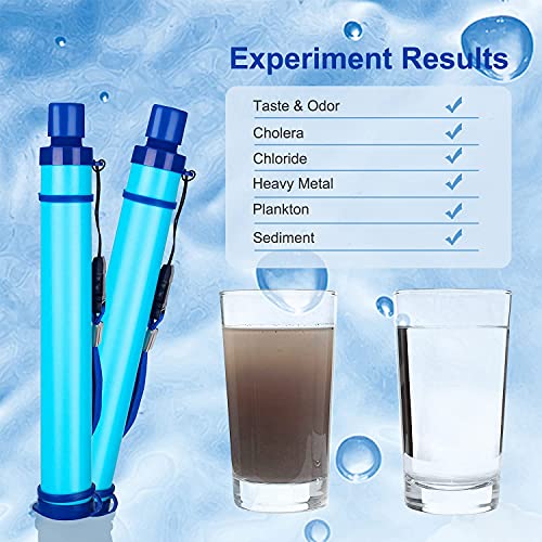 DOTSOG 2 Pack Personal Water Filter Straw BPA Free with 1000L 3-Stage,Portable Water Purifier for Hiking Camping Survival Outdoor Backpacking Traveling Emergency