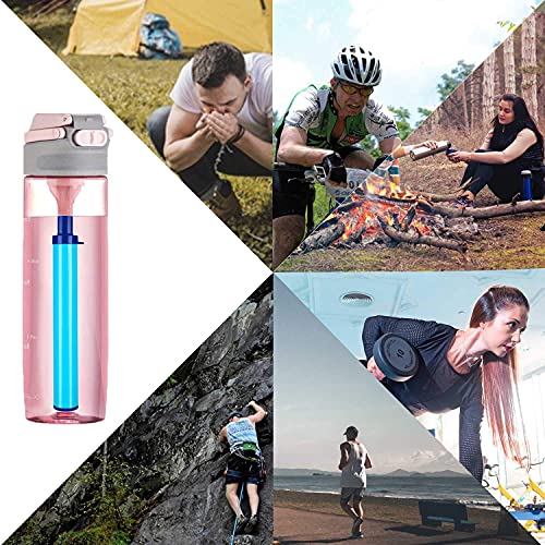 DOTSOG 2 Pack Personal Water Filter Straw BPA Free with 1000L 3-Stage,Portable Water Purifier for Hiking Camping Survival Outdoor Backpacking Traveling Emergency