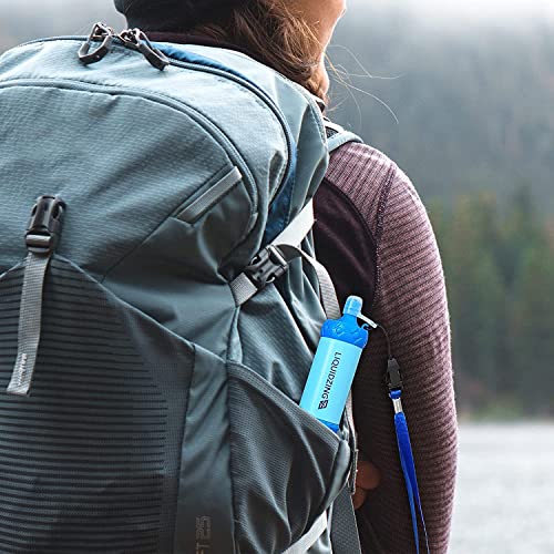 LIQUIDZING 4 Pack Water Filter Straw Hand Pump, Portable Mini Water Purifier Personal Water Emergency Preparedness Filtration System Life Survival Gear for Outdoors, Backpacking, Hiking, Camping