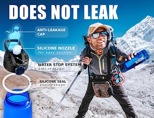 BAYTIZ | Water Filter Bottle 1500 L - Water Purifier Survival - Filtered Water Bottles for Travel - Hiking Camping Filters Straw Outdoor Purification High Filtration Portable Filtering Drinking System