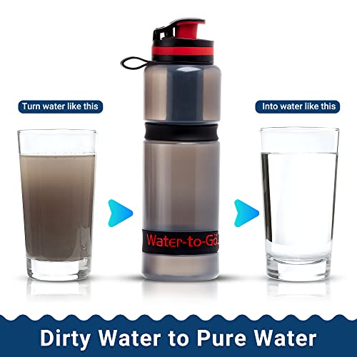WATER TO GO Water Purifier Filter Bottle - Perfect for Travel Hiking Camping and Survival