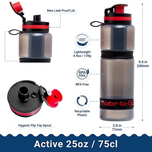 WATER TO GO Water Purifier Filter Bottle - Perfect for Travel Hiking Camping and Survival