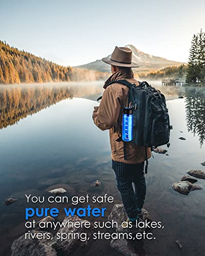 SimPure Filtered Water Bottle, BPA Free Water Bottle with Filter Replaceable 4-Stage Filter Straw, Portable Water Filter Bottle for Camping, Hiking, Backpacking, Travel and Tap Water