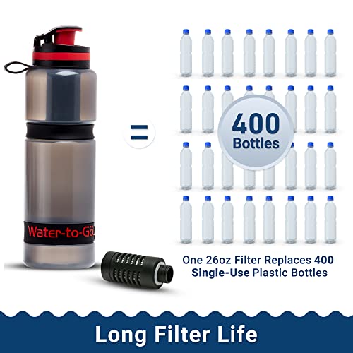WATER TO GO Water Purifier Filter Bottle - Perfect for Travel Hiking Camping and Survival