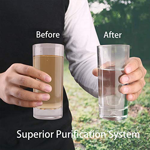 SurviMate Purified Water Bottle for Camping, Hiking, Backpacking and Travel, BPA Free with 4-Stage Intergrated Filter Straw