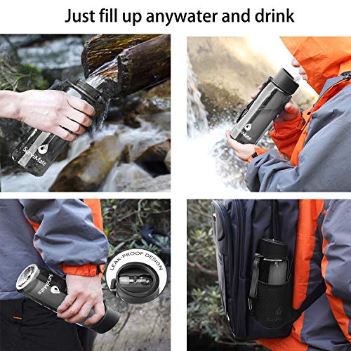 SurviMate Purified Water Bottle for Camping, Hiking, Backpacking and Travel, BPA Free with 4-Stage Intergrated Filter Straw