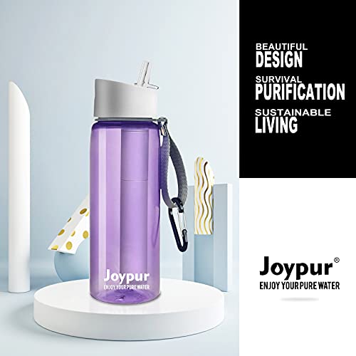 joypur Water Filter Bottle, BPA Free Water Purifier with 4-Stage Intergrated Filter Straw for Camping, Hiking, Travel Abroad, Emergency, Backpacking, Survival with Replaceable Filter