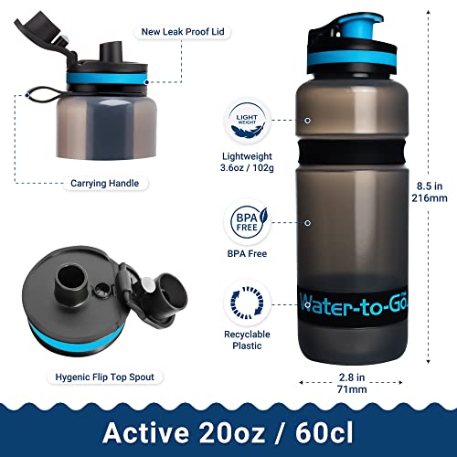 WATER TO GO Water Purifier Filter Bottle (Active 20oz/60cl) - Perfect for Hiking Camping Travel and Survival