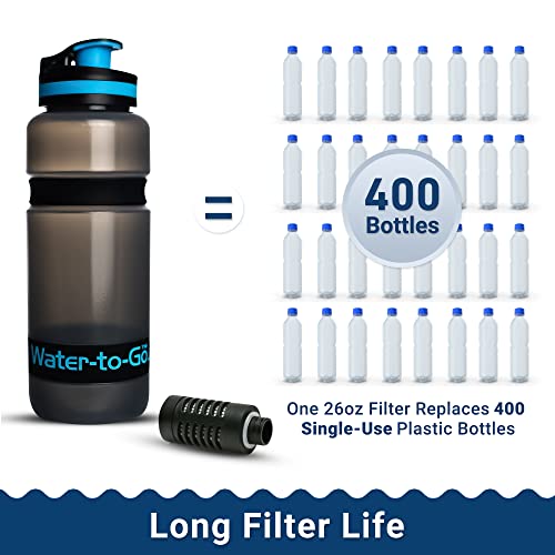 WATER TO GO Water Purifier Filter Bottle (Active 20oz/60cl) - Perfect for Hiking Camping Travel and Survival