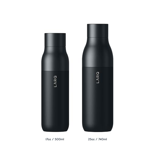 LARQ Bottle - Self-Cleaning and Insulated Stainless Steel Water Bottle with Award-winning Design and UV Water Sanitizer, 17oz, Obsidian Black