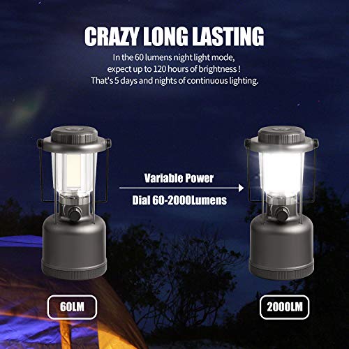 2000LM LED Camping Lantern with Compass, High Brightness