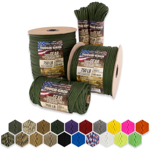750lb Camo Green Paracord for Prepping-Friendly Projects