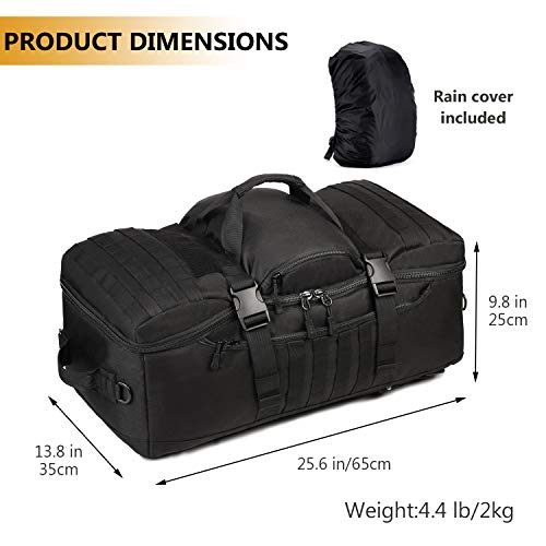 Black Tactical Travel Backpack 60L for Prepping