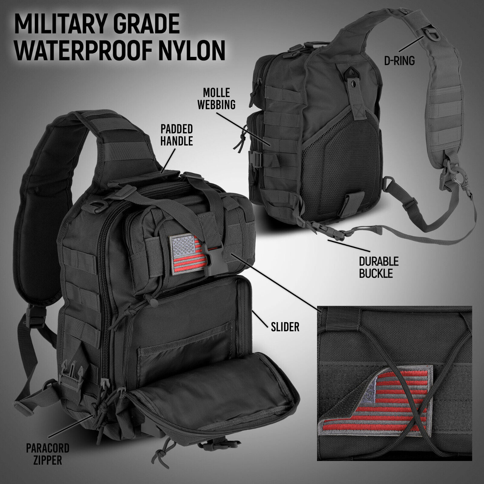 Military Assault Tactical Sling Bag Pack Molle
