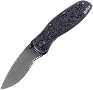 Kershaw Blur Black Folding Knife with Serrated Blade