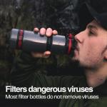 WATER TO GO Water Purifier Filter Bottle (Active 26oz/75cl) - Perfect for Travel Hiking Camping and Survival