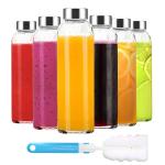 Set of 6 Reusable 18 oz Glass Bottles