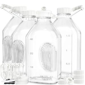 64 Oz Glass Juice Jugs - 4 Pack with Lids