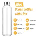 Sursip 18oz Reusable Glass Water Bottle Set