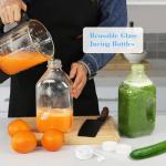 64 Oz Glass Juice Jugs - 4 Pack with Lids