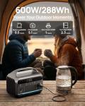 Portable Outdoor Power Station, 288Wh LiFePO4 Battery