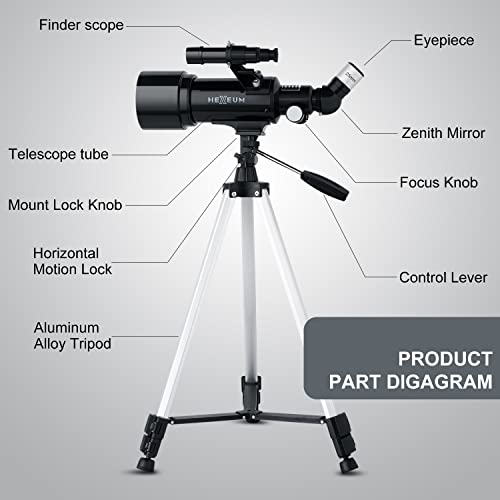 70mm Telescope with AZ Mount, Multi-Coated Optics, Phone Adapter