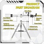 Telescope with Digital Eyepiece - Astronomy Refracting Telescope 90mm Aperture 900mm Vertisteel Altazimuth Mount, Compact and Powerful for Beginners,Professionals and Kids, Perfect for Observing White