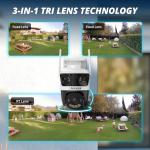 AI-Powered 3K Tri-Lens Outdoor Security Camera